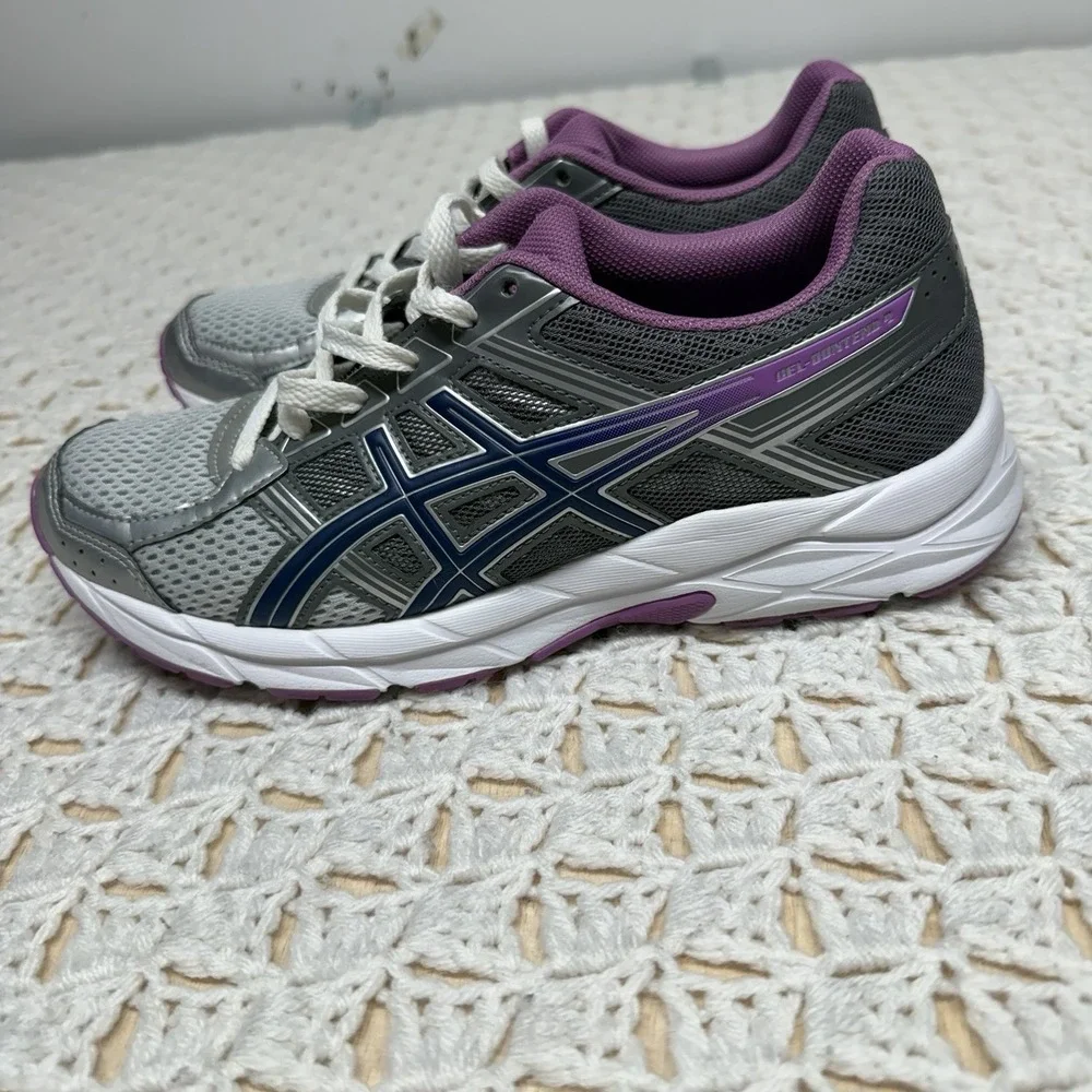 Asics Womens Running Shoes Sneakers Size 7.5 Gray Gel Contend 4 T765N